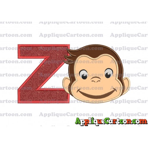 Curious George Full Head Applique Embroidery Design With Alphabet Z