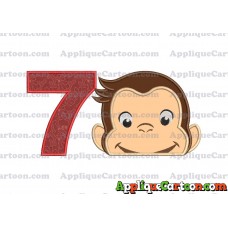 Curious George Head Applique Embroidery Design 02 Birthday Number 7