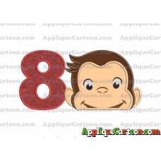 Curious George Head Applique Embroidery Design 02 Birthday Number 8