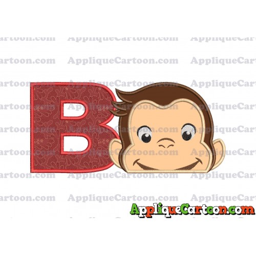 Curious George Head Applique Embroidery Design 02 With Alphabet B