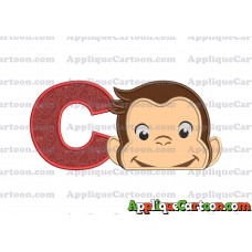 Curious George Head Applique Embroidery Design 02 With Alphabet C