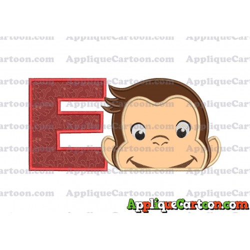 Curious George Head Applique Embroidery Design 02 With Alphabet E