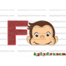 Curious George Head Applique Embroidery Design 02 With Alphabet F