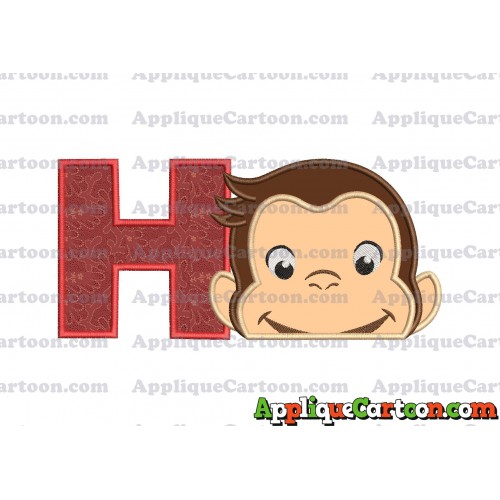 Curious George Head Applique Embroidery Design 02 With Alphabet H