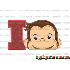 Curious George Head Applique Embroidery Design 02 With Alphabet I