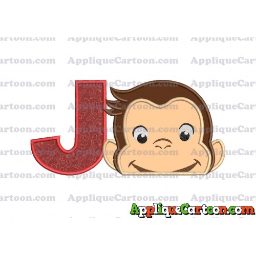 Curious George Head Applique Embroidery Design 02 With Alphabet J