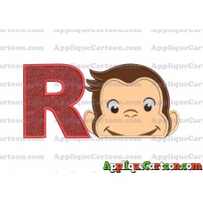 Curious George Head Applique Embroidery Design 02 With Alphabet R
