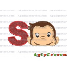 Curious George Head Applique Embroidery Design 02 With Alphabet S