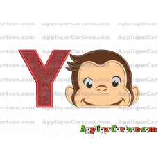 Curious George Head Applique Embroidery Design 02 With Alphabet Y