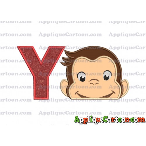 Curious George Head Applique Embroidery Design 02 With Alphabet Y