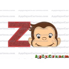 Curious George Head Applique Embroidery Design 02 With Alphabet Z