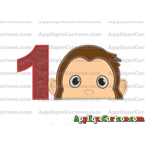 Curious George Head Applique Embroidery Design Birthday Number 1
