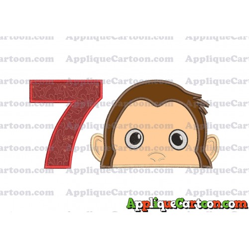 Curious George Head Applique Embroidery Design Birthday Number 7