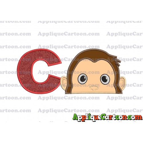 Curious George Head Applique Embroidery Design With Alphabet C