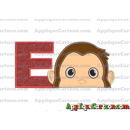 Curious George Head Applique Embroidery Design With Alphabet E