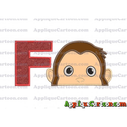 Curious George Head Applique Embroidery Design With Alphabet F