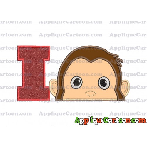 Curious George Head Applique Embroidery Design With Alphabet I