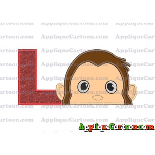 Curious George Head Applique Embroidery Design With Alphabet L
