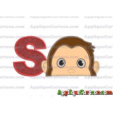 Curious George Head Applique Embroidery Design With Alphabet S