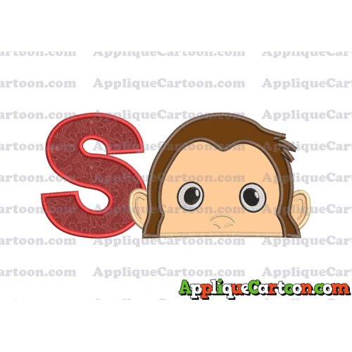 Curious George Head Applique Embroidery Design With Alphabet S
