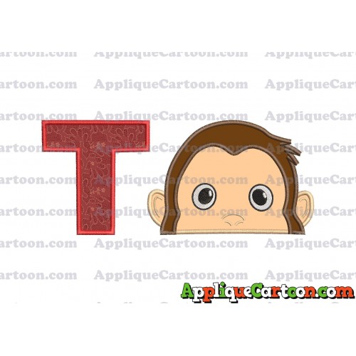 Curious George Head Applique Embroidery Design With Alphabet T