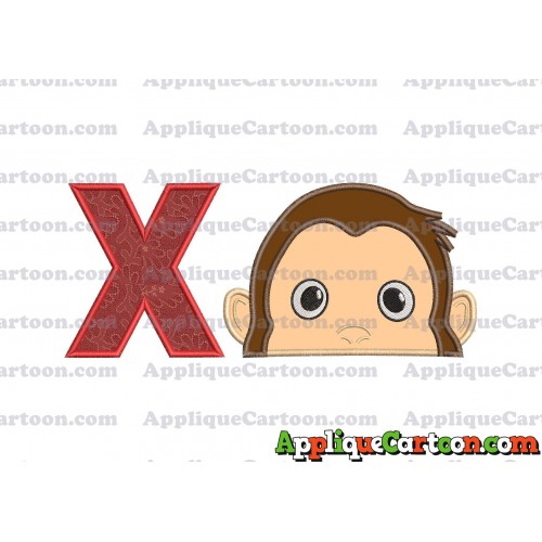 Curious George Head Applique Embroidery Design With Alphabet X