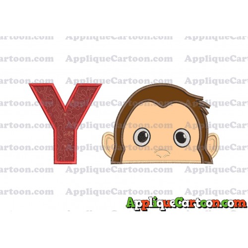 Curious George Head Applique Embroidery Design With Alphabet Y