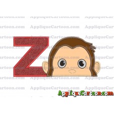 Curious George Head Applique Embroidery Design With Alphabet Z