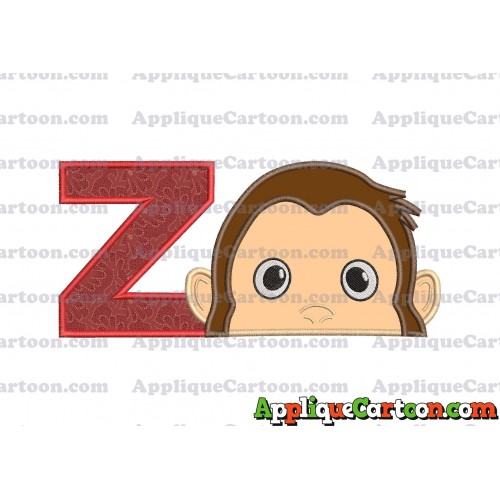 Curious George Head Applique Embroidery Design With Alphabet Z
