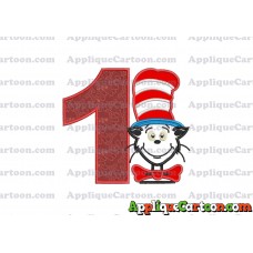 Dr Seuss Cat in The Hat 02 Applique Embroidery Design Birthday Number 1
