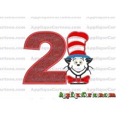 Dr Seuss Cat in The Hat 02 Applique Embroidery Design Birthday Number 2