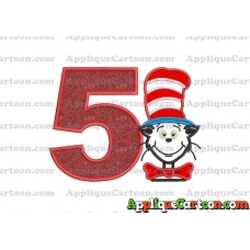 Dr Seuss Cat in The Hat 02 Applique Embroidery Design Birthday Number 5