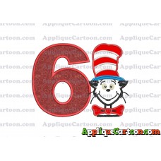 Dr Seuss Cat in The Hat 02 Applique Embroidery Design Birthday Number 6