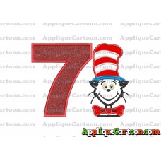 Dr Seuss Cat in The Hat 02 Applique Embroidery Design Birthday Number 7