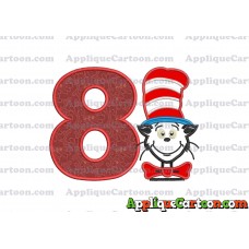 Dr Seuss Cat in The Hat 02 Applique Embroidery Design Birthday Number 8