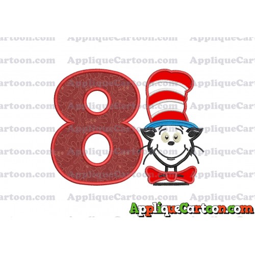 Dr Seuss Cat in The Hat 02 Applique Embroidery Design Birthday Number 8