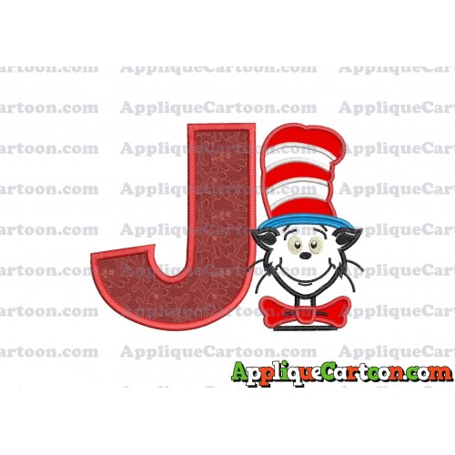 Dr Seuss Cat in The Hat 02 Applique Embroidery Design With Alphabet J