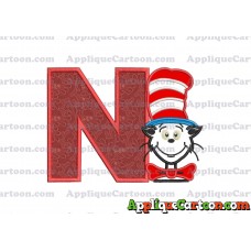 Dr Seuss Cat in The Hat 02 Applique Embroidery Design With Alphabet N