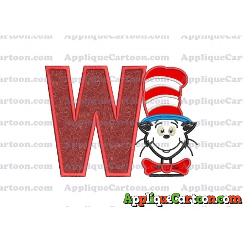 Dr Seuss Cat in The Hat 02 Applique Embroidery Design With Alphabet W