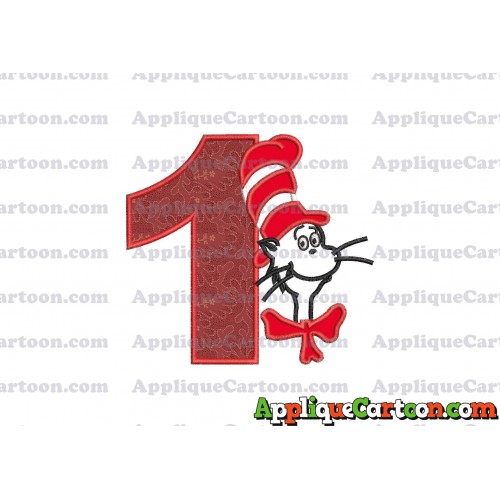 Dr Seuss Cat in The Hat Applique 02 Embroidery Design Birthday Number 1