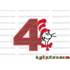 Dr Seuss Cat in The Hat Applique 02 Embroidery Design Birthday Number 4