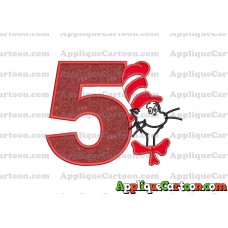 Dr Seuss Cat in The Hat Applique 02 Embroidery Design Birthday Number 5