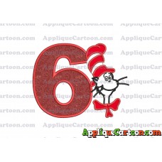 Dr Seuss Cat in The Hat Applique 02 Embroidery Design Birthday Number 6
