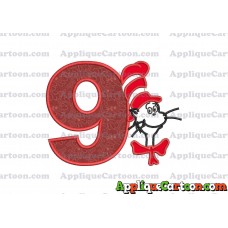 Dr Seuss Cat in The Hat Applique 02 Embroidery Design Birthday Number 9