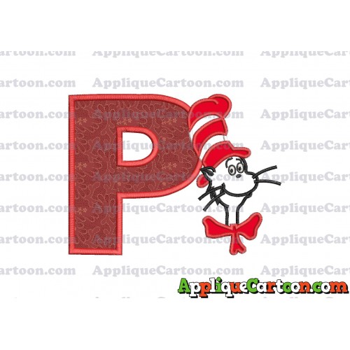 Dr Seuss Cat in The Hat Applique 02 Embroidery Design With Alphabet P
