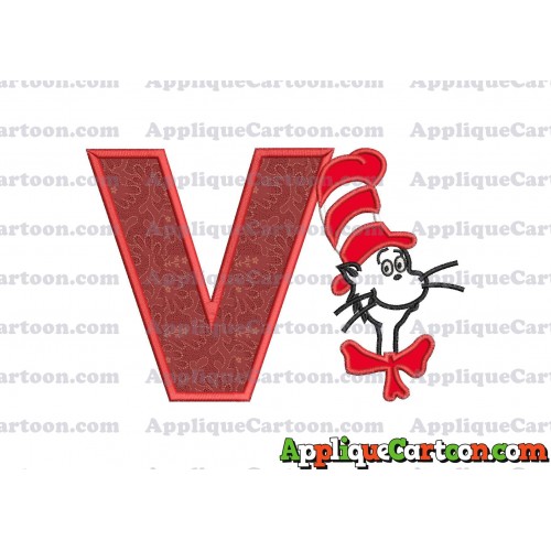 Dr Seuss Cat in The Hat Applique 02 Embroidery Design With Alphabet V