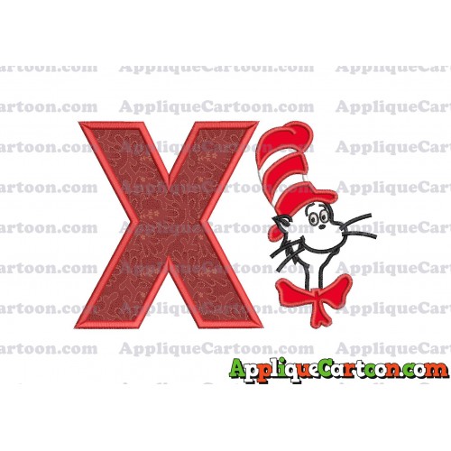Dr Seuss Cat in The Hat Applique 02 Embroidery Design With Alphabet X