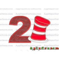 Dr Seuss Cat in the Hat Applique Embroidery Design Birthday Number 2