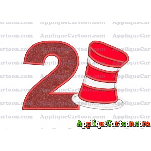 Dr Seuss Cat in the Hat Applique Embroidery Design Birthday Number 2
