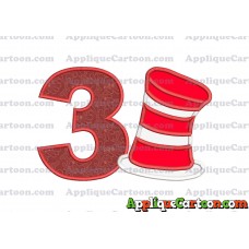 Dr Seuss Cat in the Hat Applique Embroidery Design Birthday Number 3